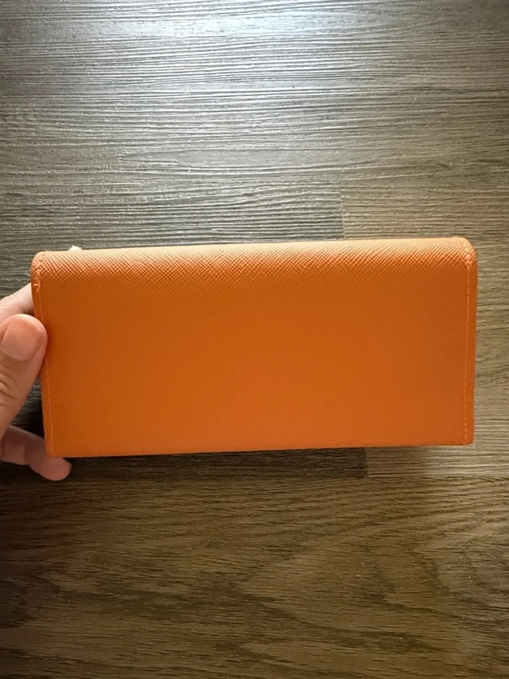Tory Burch Saffiano Leather Glasses Case Orange Gold Logo Eyeglass Hard Case